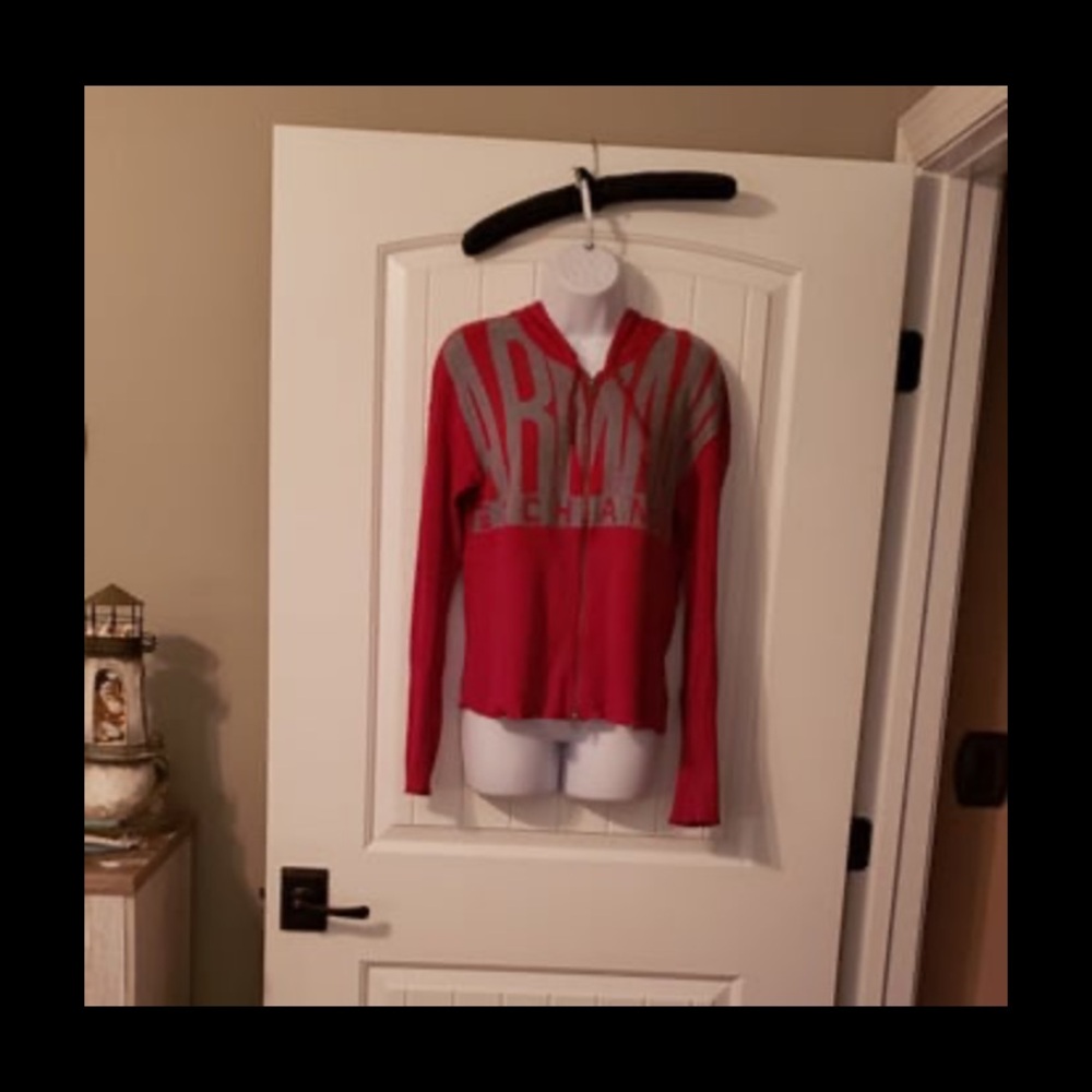 Armani Exchange Red and Gray Hoodie with zipper in sz L. Good condition.